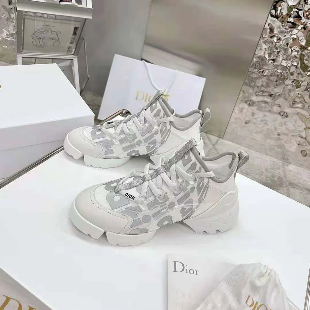 Dior D-connect Sneaker White Dior Spatial Printed Reflective Technical Fabric for Women
