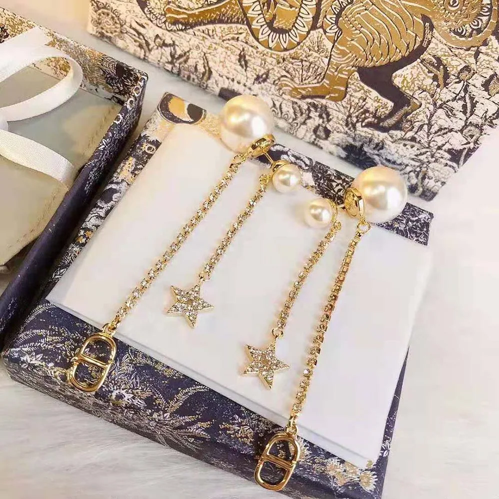Dior Tribales Earrings Gold-Finish Metal White Resin Pearls for Women Dior Tribales Earrings Gold-Finish Metal White Resin Pearls for Women