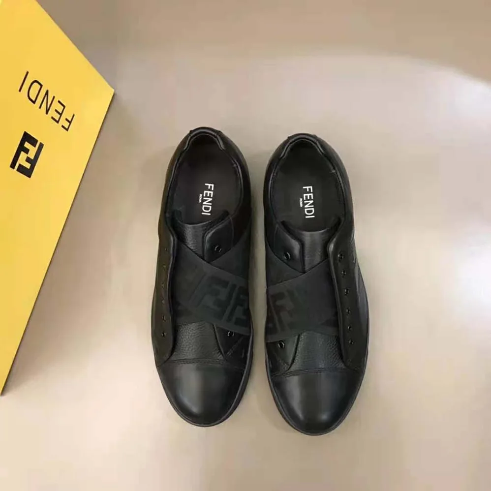 Fendi Sneakers Black Leather Slip for Men in ons Fendi Sneakers Black Leather Slip for Men in ons
