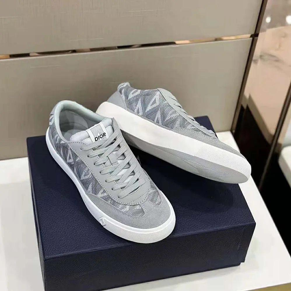 Dior B101 Sneaker Dior Gray CD Diamond Canvas Smooth Calfskin and Nubuck for Men Dior B101 Sneaker Dior Gray CD Diamond Canvas Smooth Calfskin and Nubuck for Men
