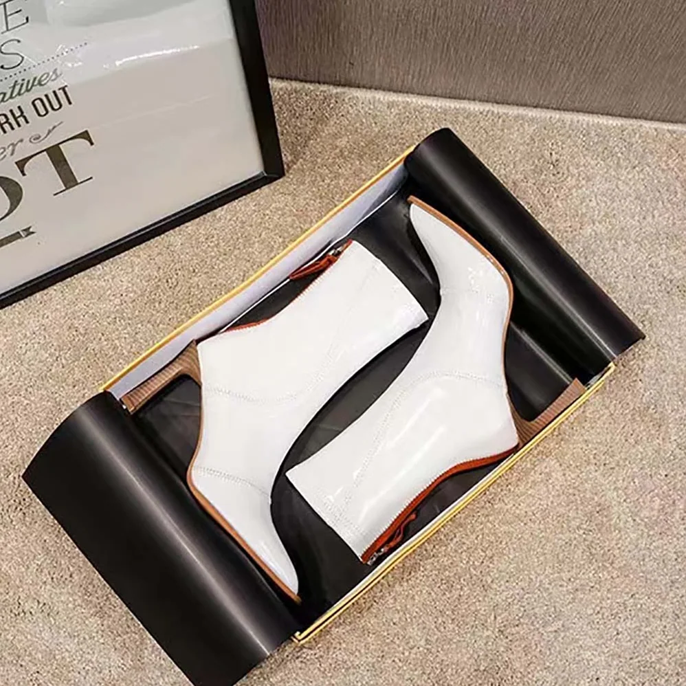 Fendi Biker Boots Glossy White Leather Biker Boots for Women