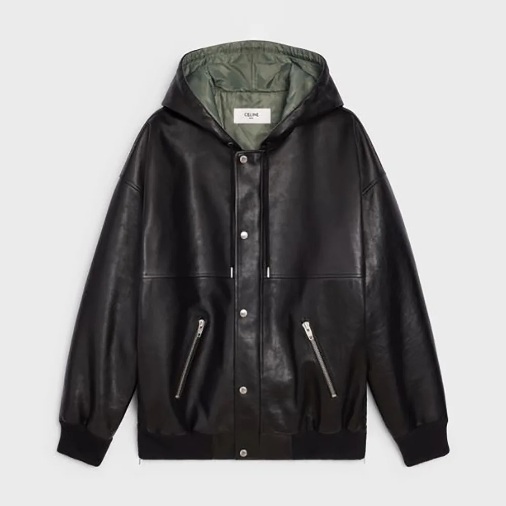 Celine Oversized Blouson Jacket in Calfskin for Women in Black