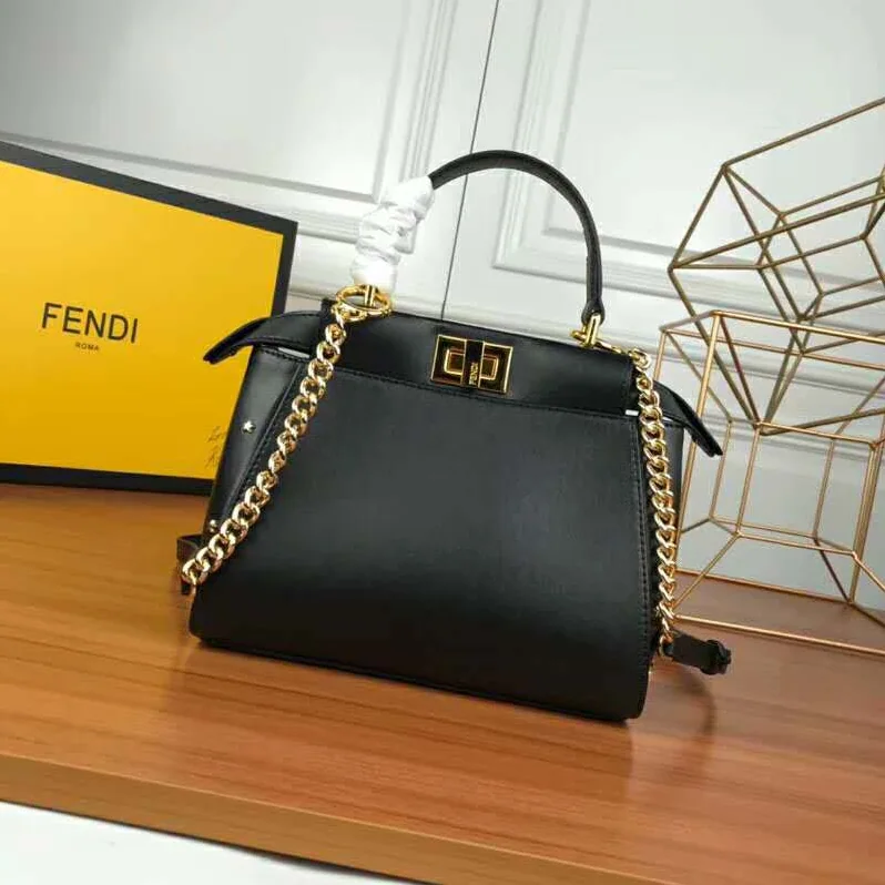 Fendi Peekaboo XS Leather Mini-Bag for Women in Black Fendi Peekaboo XS Leather Mini-Bag for Women in Black