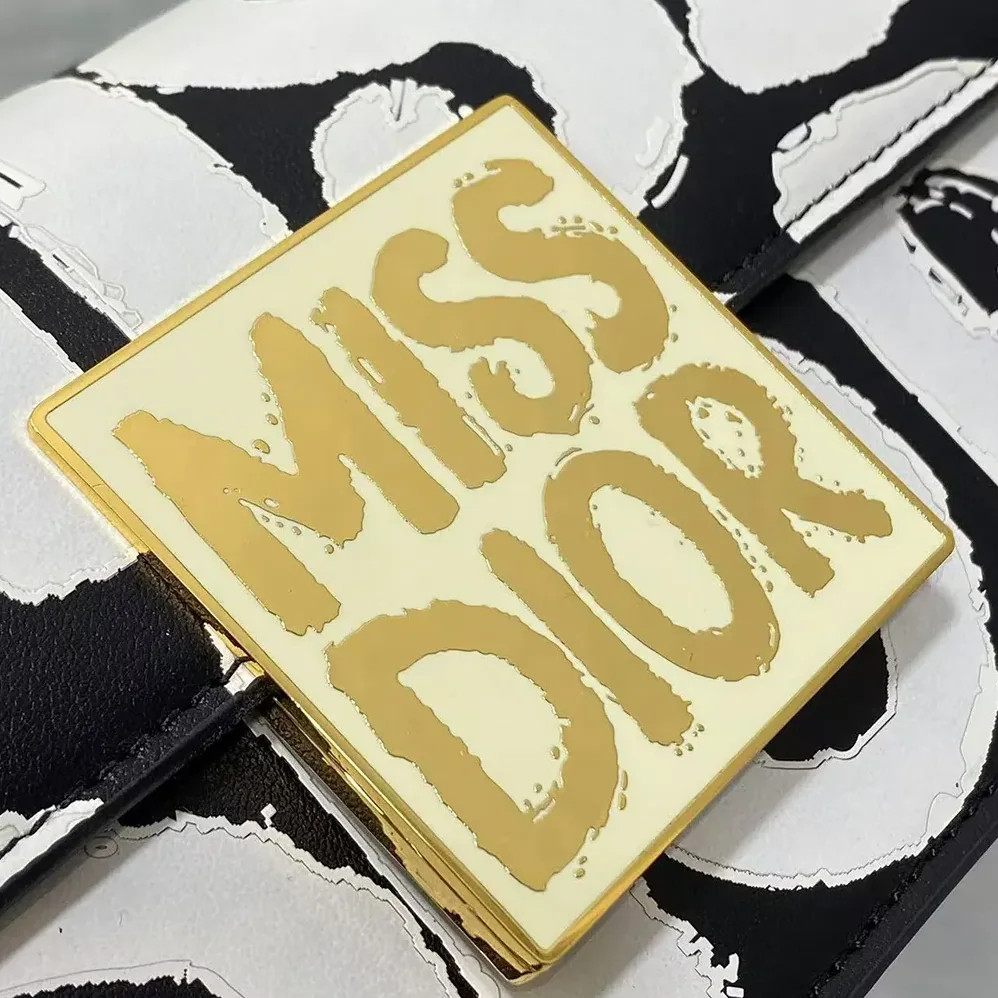 Dior Miss Dior Flap Bag Black and White Miss Dior Graffiti Printed Calfskin for Women