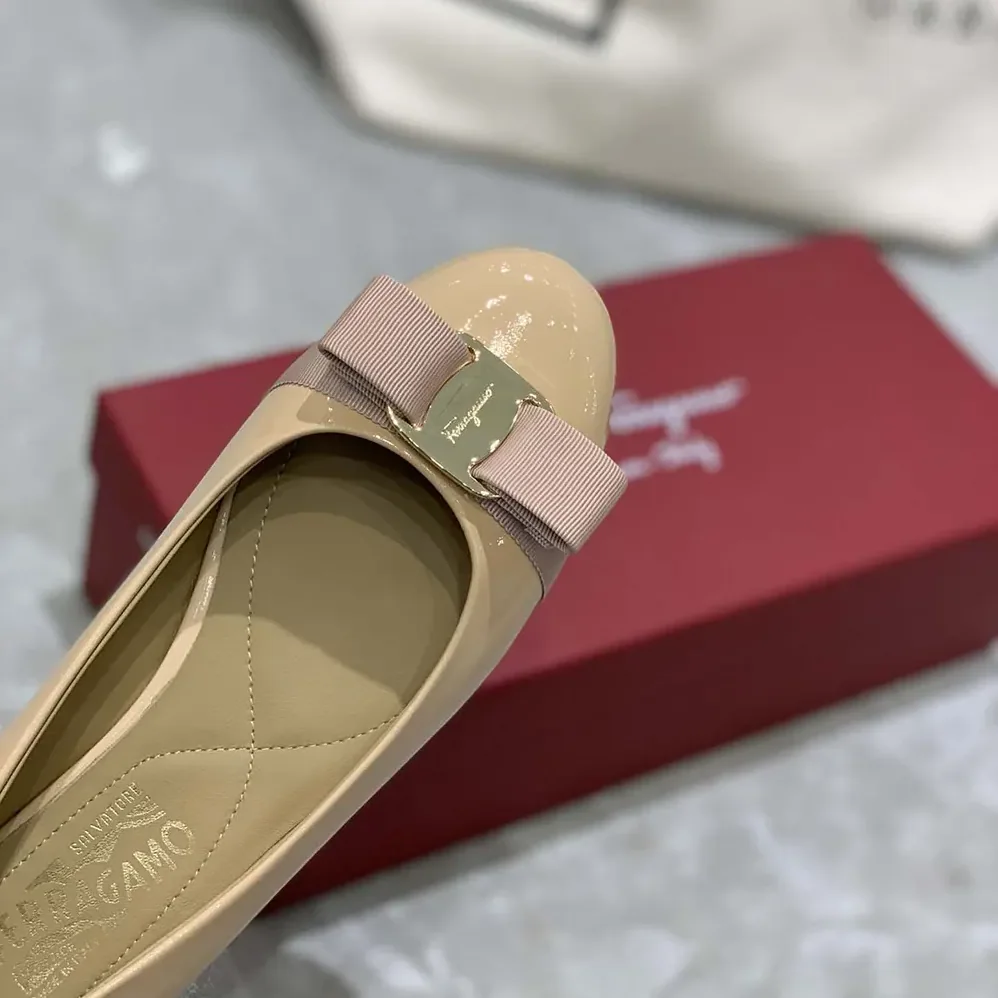 Salvatore Ferragamo Varina Ballet Flat for Women in Sandy Salvatore Ferragamo Varina Ballet Flat for Women in Sandy