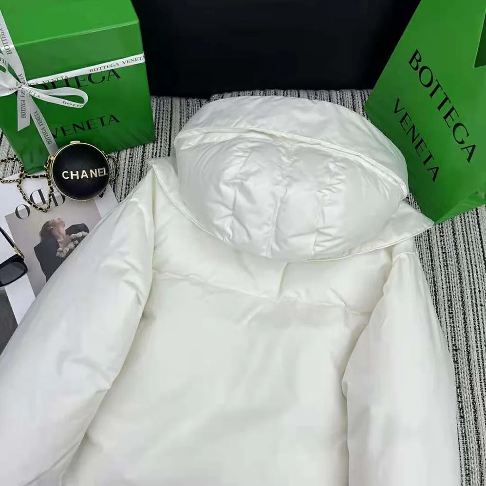 Bottega Veneta Frosted Poplin Puffer Jacket for Women in White
