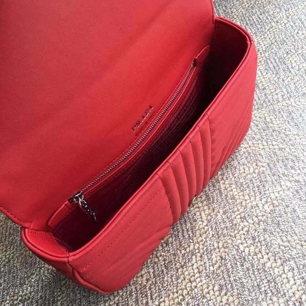 Prada Diagramme Leather Shoulder Bag in Red Prada Diagramme Leather Shoulder Bag in Red