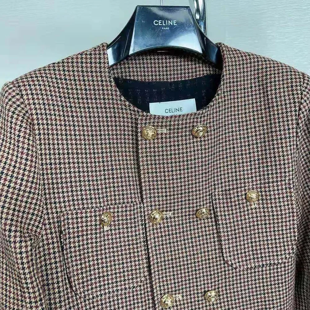 Celine Chelsea Jacket in Double Houndstooth Wool for Women