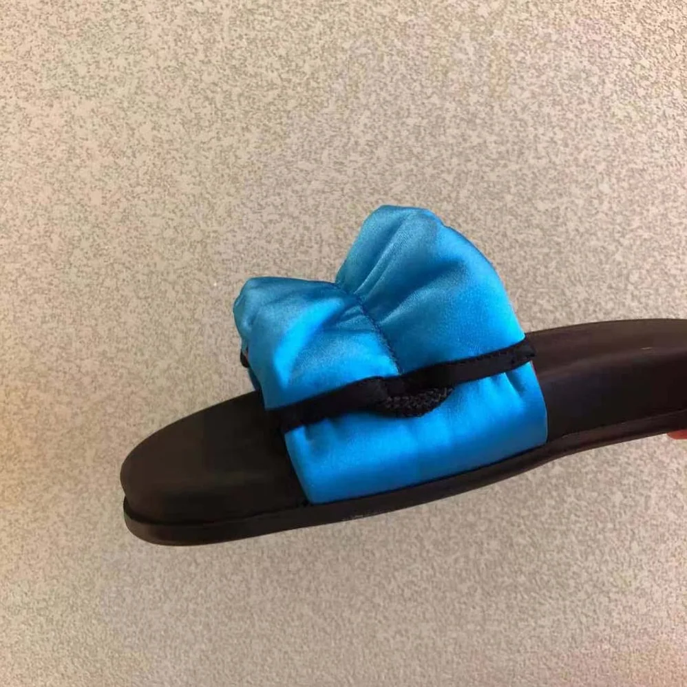 Fendi Vertigo Light Blue Satin Slides for Women