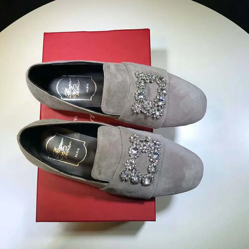 Roger Vivier Shoes Flower Strass Loafers in Silk for Women in Silver