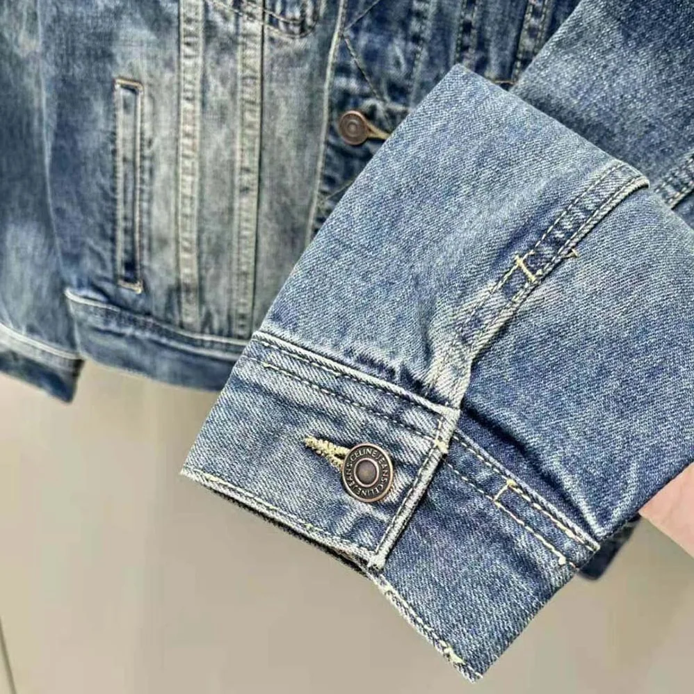 Celine Trucker Jacket in Dark Union Wash Denim for Women