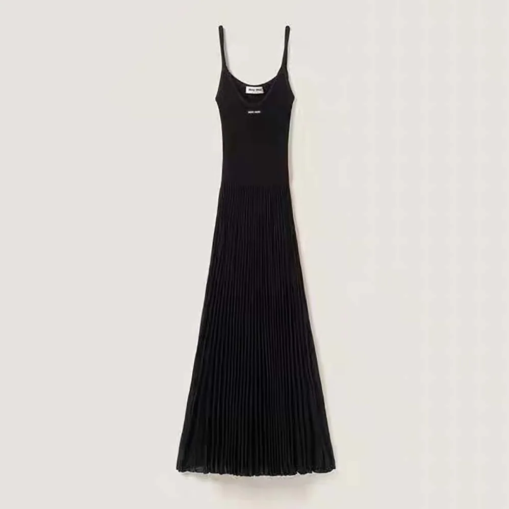 Miu Miu Viscose Dress With Intarsia Logo for Women in Black