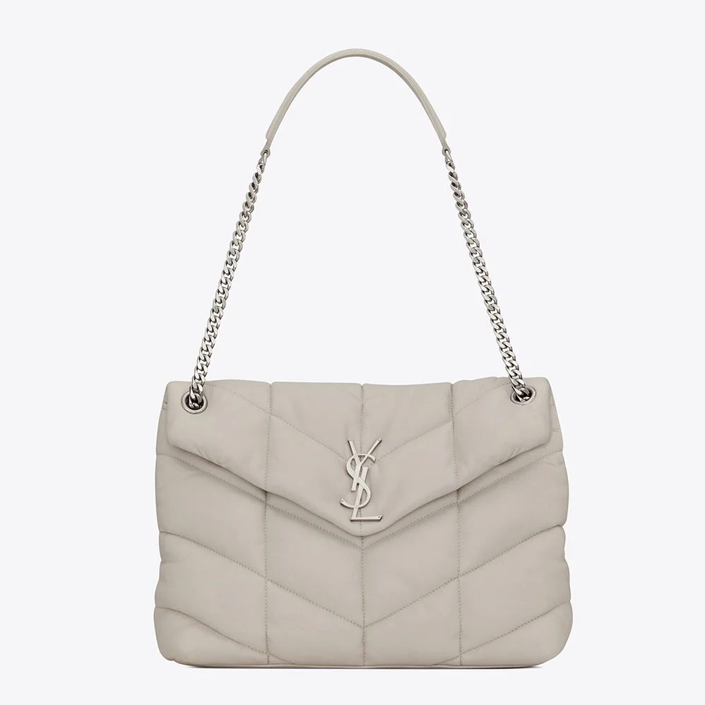 Saint Laurent YSL Puffer Medium Bag in Quilted Lambskin for Women in White Saint Laurent YSL Puffer Medium Bag in Quilted Lambskin for Women in White
