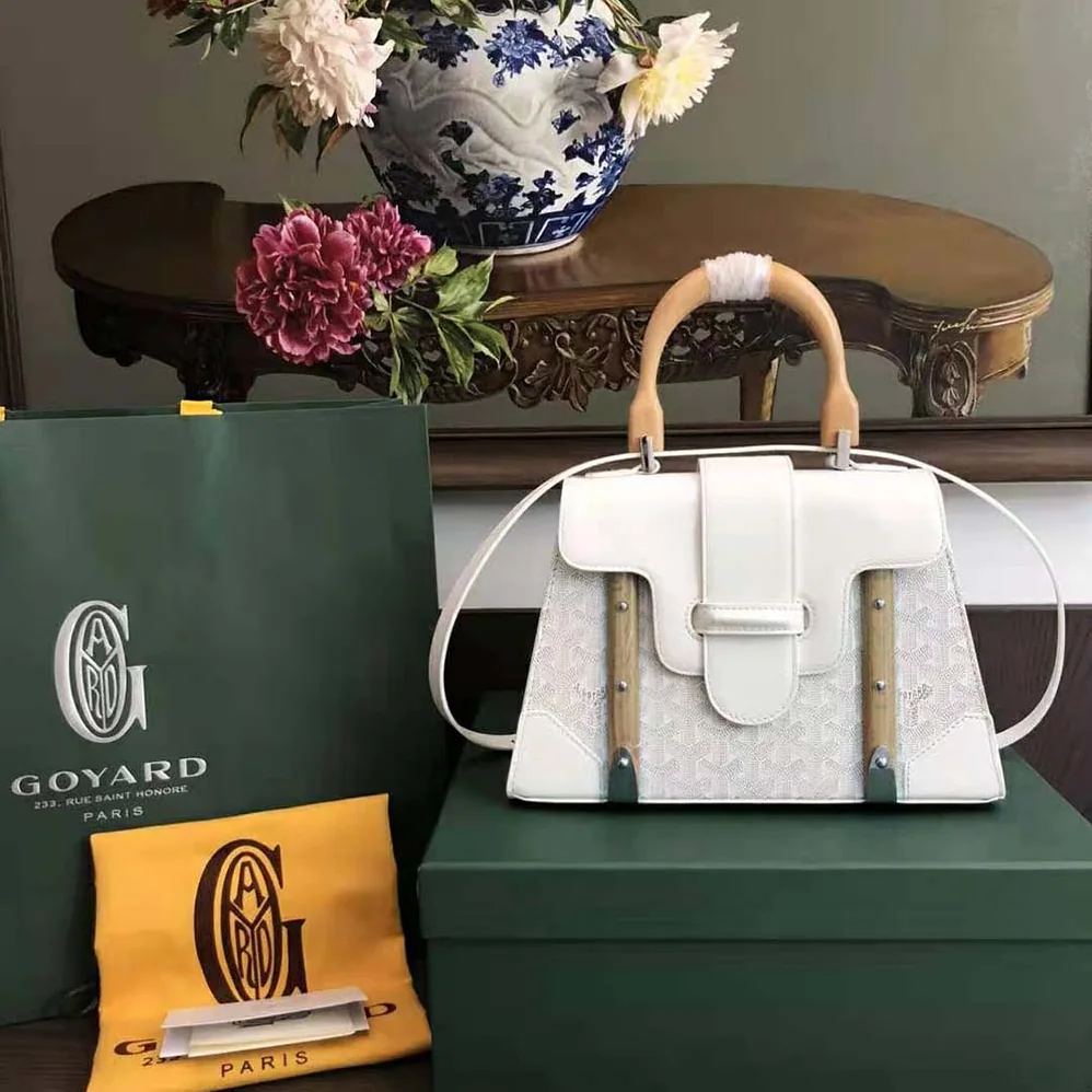 Goyard Sac Saïgon PM in Toile Goyardine & Clamecy Calfskin for Women in White Goyard Sac Saïgon PM in Toile Goyardine & Clamecy Calfskin for Women in White