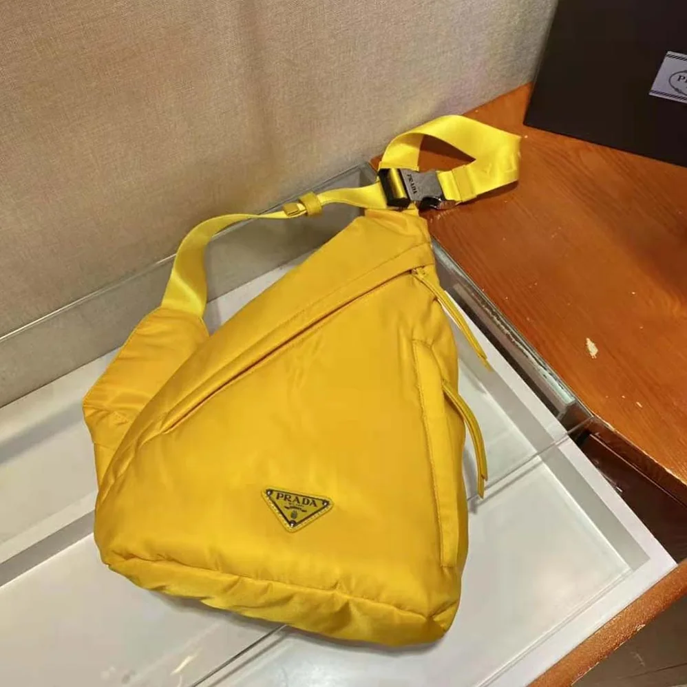 Prada Re-Nylon and Leather Backpack for Women in Yellow