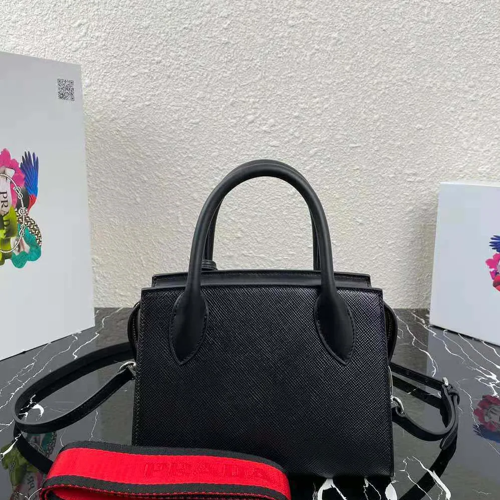 Prada Monochrome Saffiano Leather Bag for Women in Black