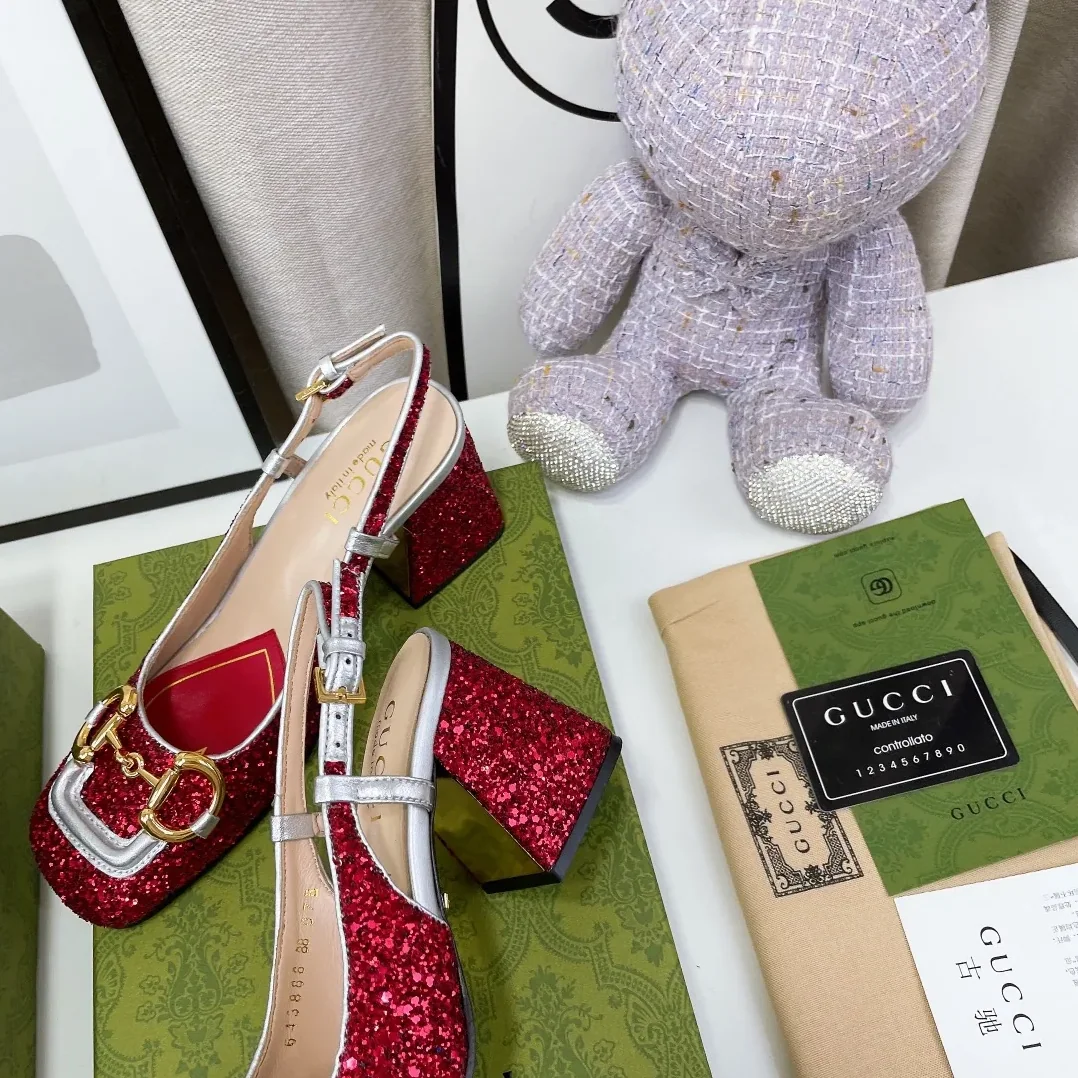 Gucci Lovelight Slingback Mid in Heel With Horsebit Red Gucci Lovelight Slingback Mid in Heel With Horsebit Red