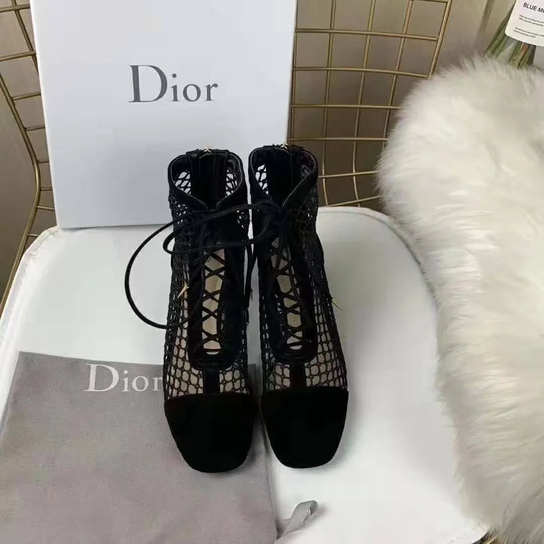 Dior Naughtily-D Mesh Ankle Boot in Suede Calfskin 3cm Heel for Women in Black Dior Naughtily-D Mesh Ankle Boot in Suede Calfskin 3cm Heel for Women in Black