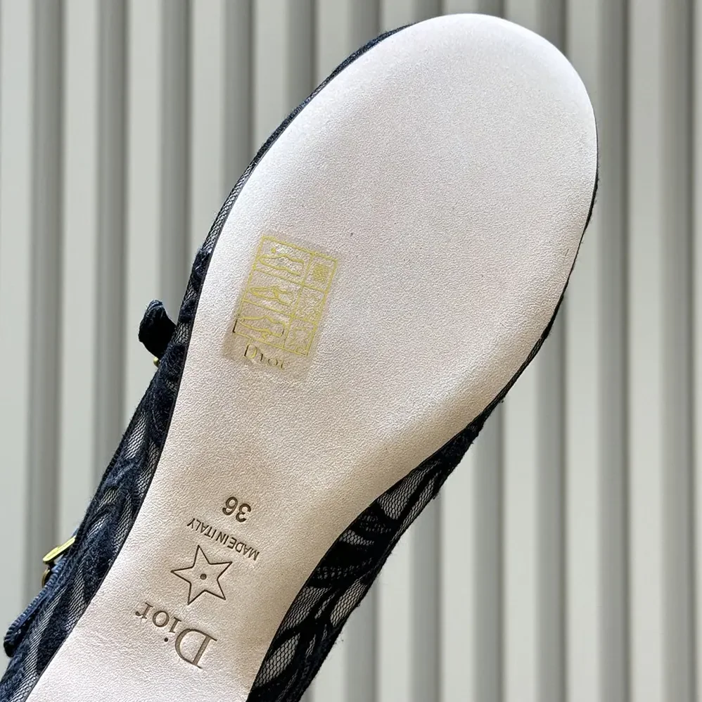 Dior Very Dior Ballet Flat Transparent Mesh Embroidered with Black Millefiori Motif for Women Dior Very Dior Ballet Flat Transparent Mesh Embroidered with Black Millefiori Motif for Women