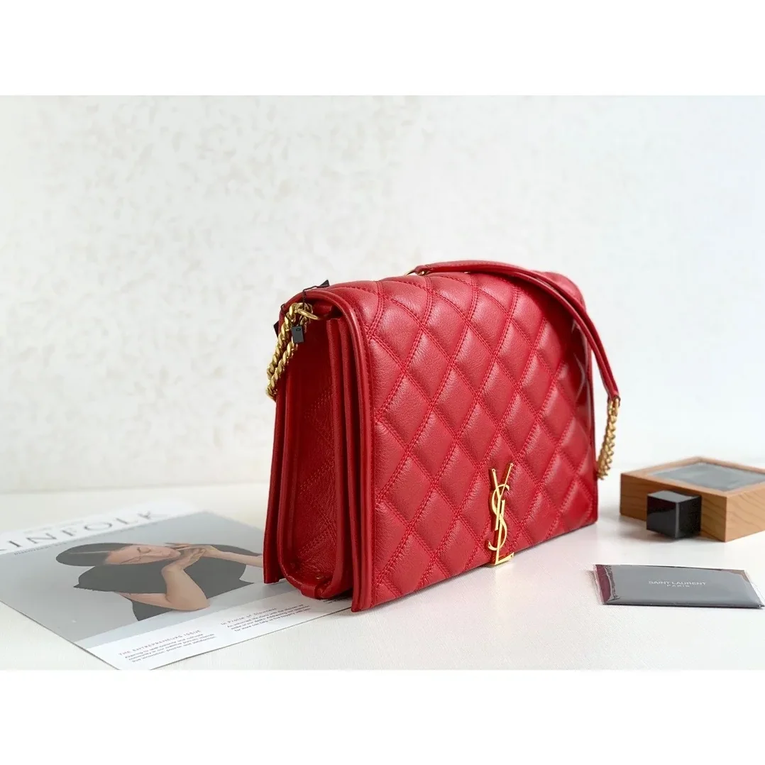 Saint Laurent Becky Small Shoulder Bag Red in YSL Saint Laurent Becky Small Shoulder Bag Red in YSL