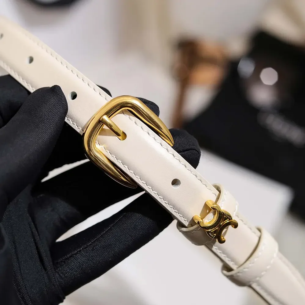 Celine Vivienne Belt 25Mm In Taurillon Leather for Women in White Celine Vivienne Belt 25Mm In Taurillon Leather for Women in White