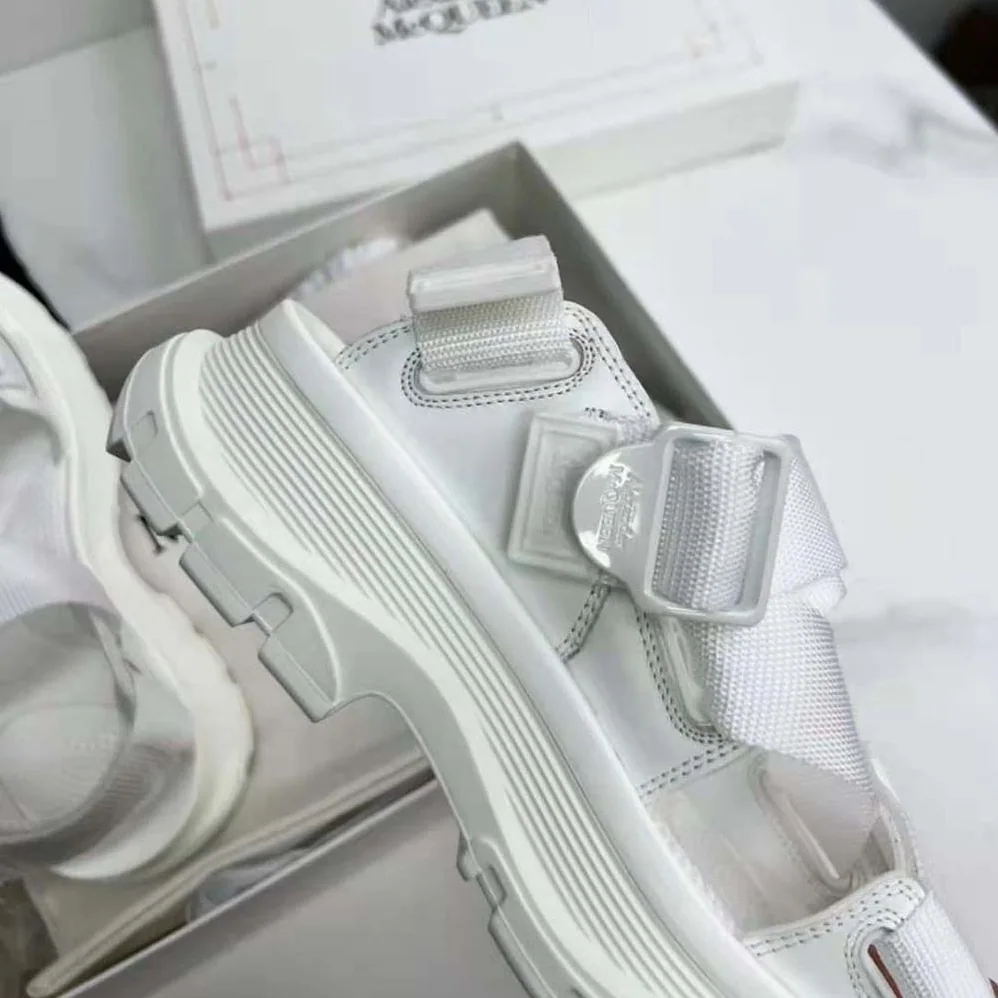 Alexander Mcqueen Tread Sandal in Ivory for Women in White Alexander Mcqueen Tread Sandal in Ivory for Women in White
