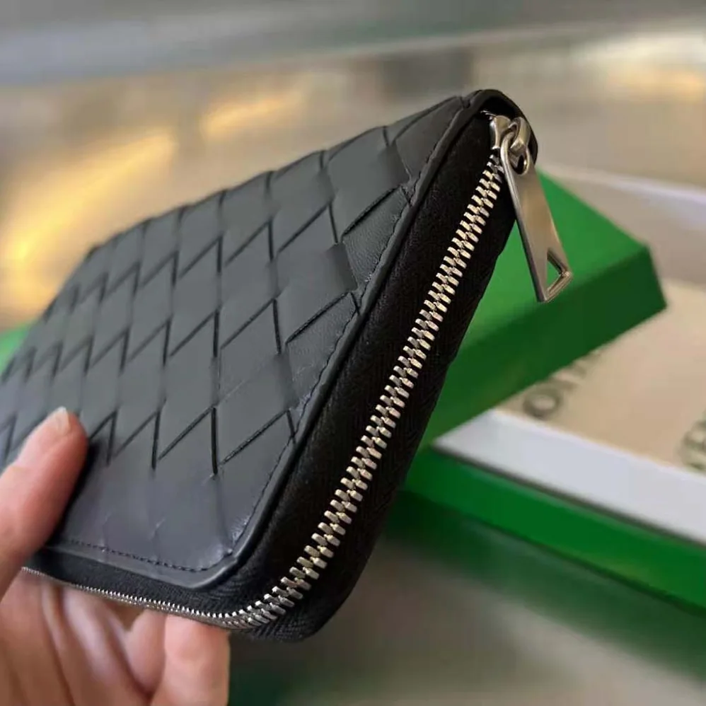 Bottega Veneta Intrecciato Zip Around Wallet for Unisex in Black Bottega Veneta Intrecciato Zip Around Wallet for Unisex in Black