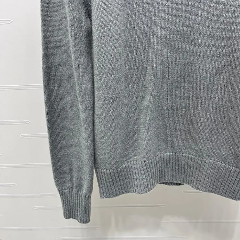 Miu Miu Double Cashmere Sweater with Logo for Women in Grey Miu Miu Double Cashmere Sweater with Logo for Women in Grey