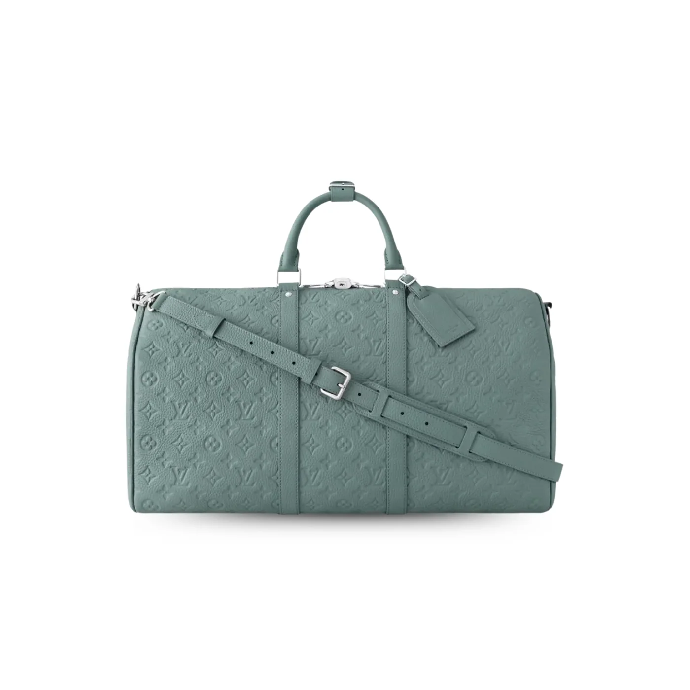 Louis Vuitton Keepall Bandouliere 50 Travel Bag / Misty Lake Green Silver Hardware