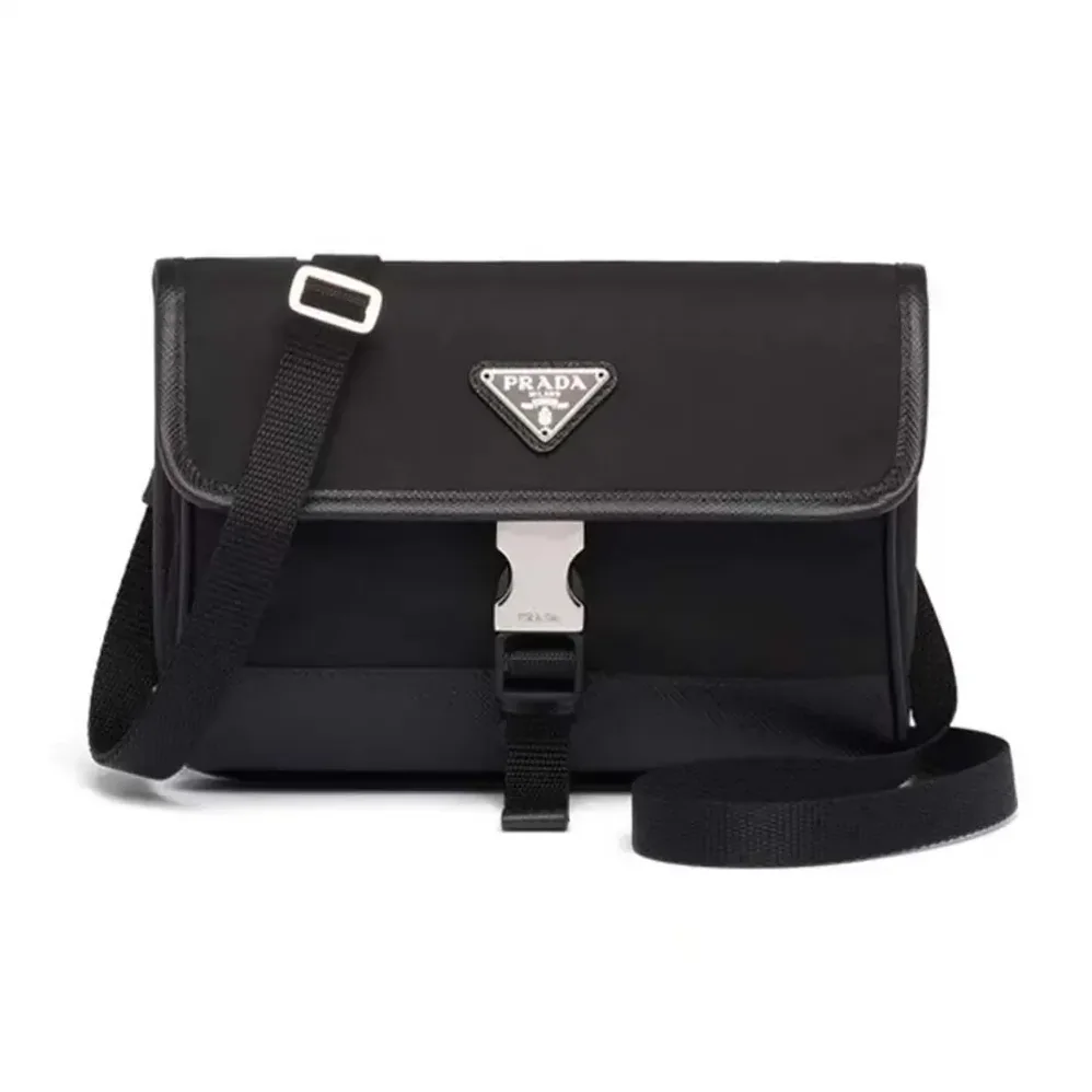 Prada Re-Nylon and Saffiano Shoulder Bag for Unisex in Black Prada Re-Nylon and Saffiano Shoulder Bag for Unisex in Black