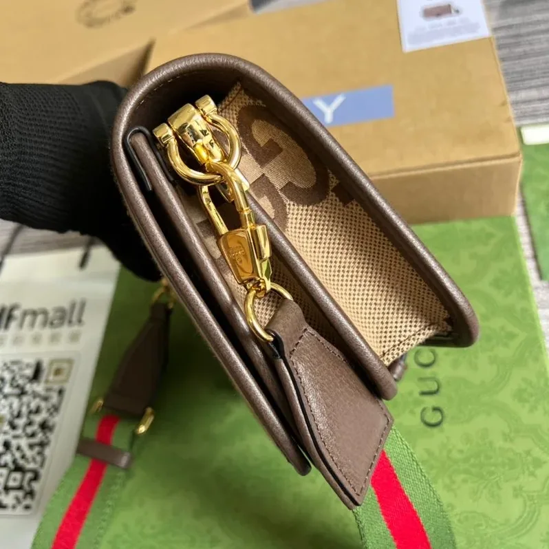 Gucci Ophidia Mini Jumbo GG Bag Camel And Ebony Jumbo GG Canvas /