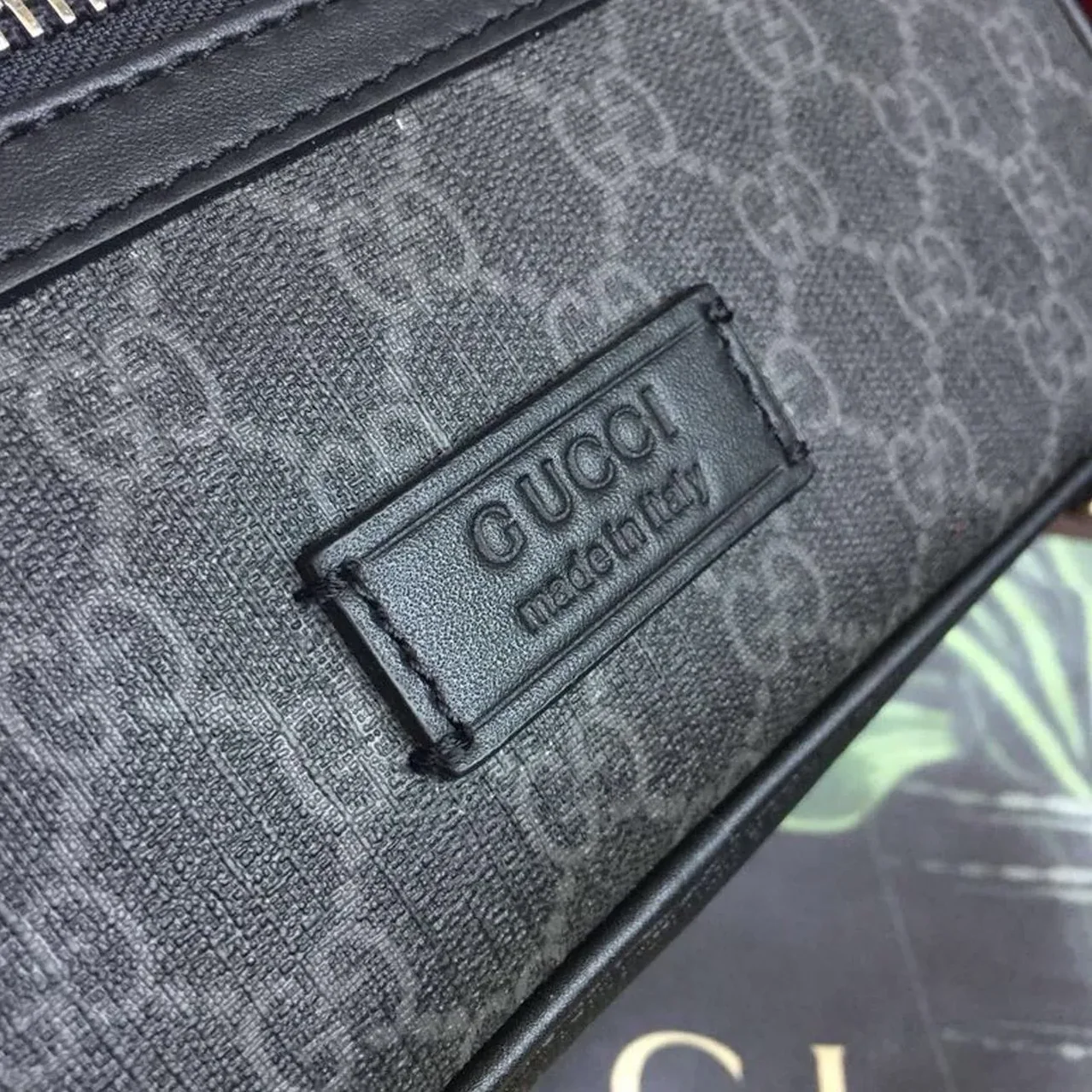 Gucci GG Black Belt Bag Black/Grey Soft GG Supreme Crafted / Gucci GG Black Belt Bag Black/Grey Soft GG Supreme Crafted /