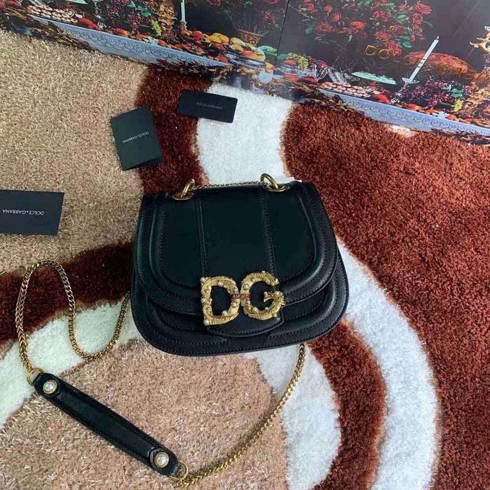 Dolce Gabbana D&G Dg Amore Bag in Calfskin for Women in Black Dolce Gabbana D&G Dg Amore Bag in Calfskin for Women in Black