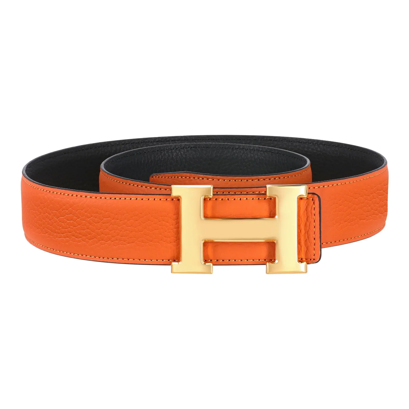 Reversible H Buckle Belt Orange&Black