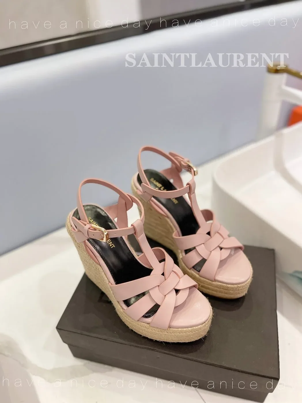 Saint Laurent Tribute Espadrilles In Smooth Light Pink Saint Laurent Tribute Espadrilles In Smooth Light Pink
