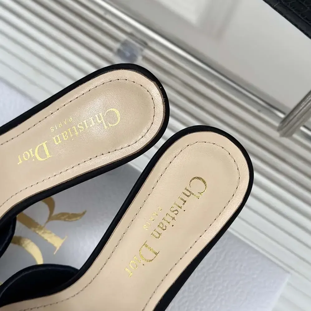 Dior Dior Tribales Heeled Slide Black Satin for Women