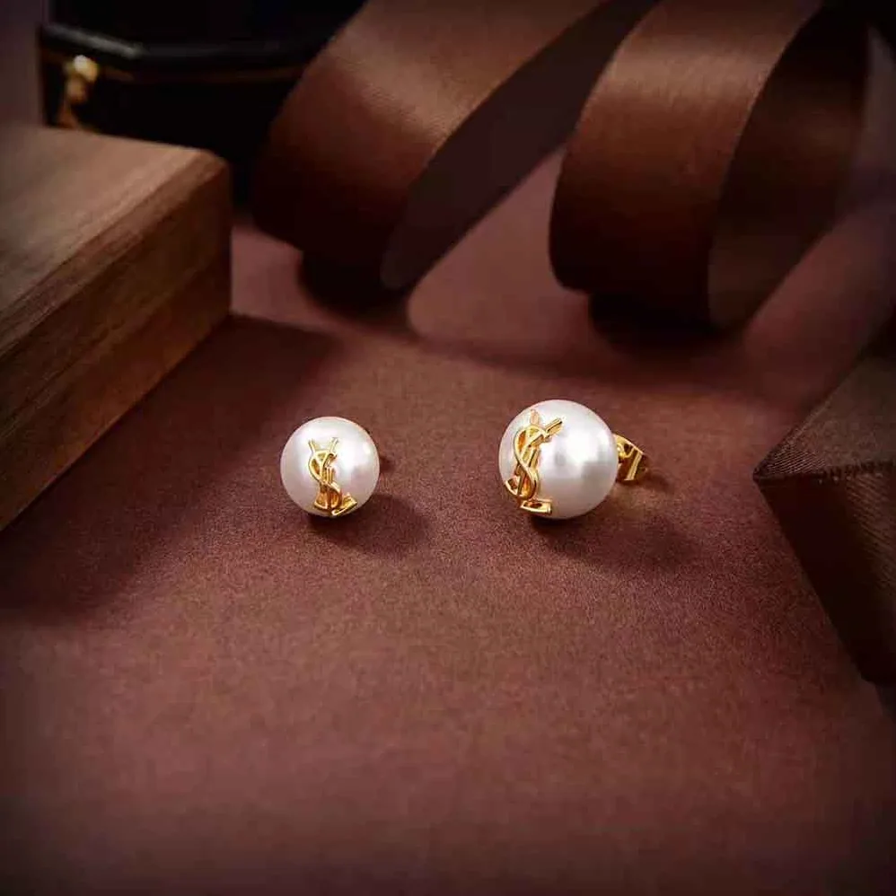 Saint Laurent YSL Ysl Pearl Earrings in Metal for Women Saint Laurent YSL Ysl Pearl Earrings in Metal for Women
