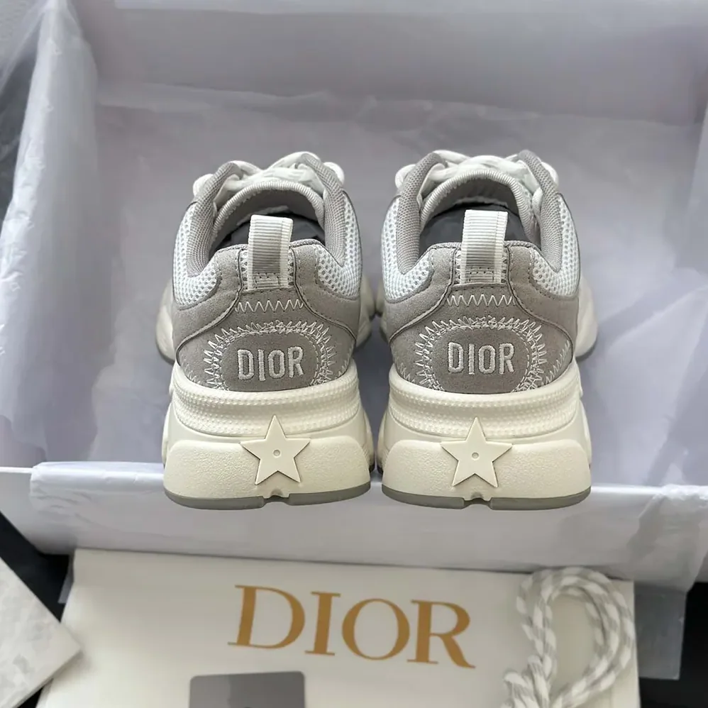 Dior Chrono Sneaker Gray Mesh and Suede Calfskin for Unisex