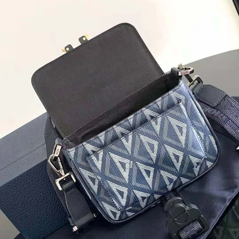 Dior Mini Dior Hit the Road Bag Navy Blue CD Diamond Canvas for Men Dior Mini Dior Hit the Road Bag Navy Blue CD Diamond Canvas for Men