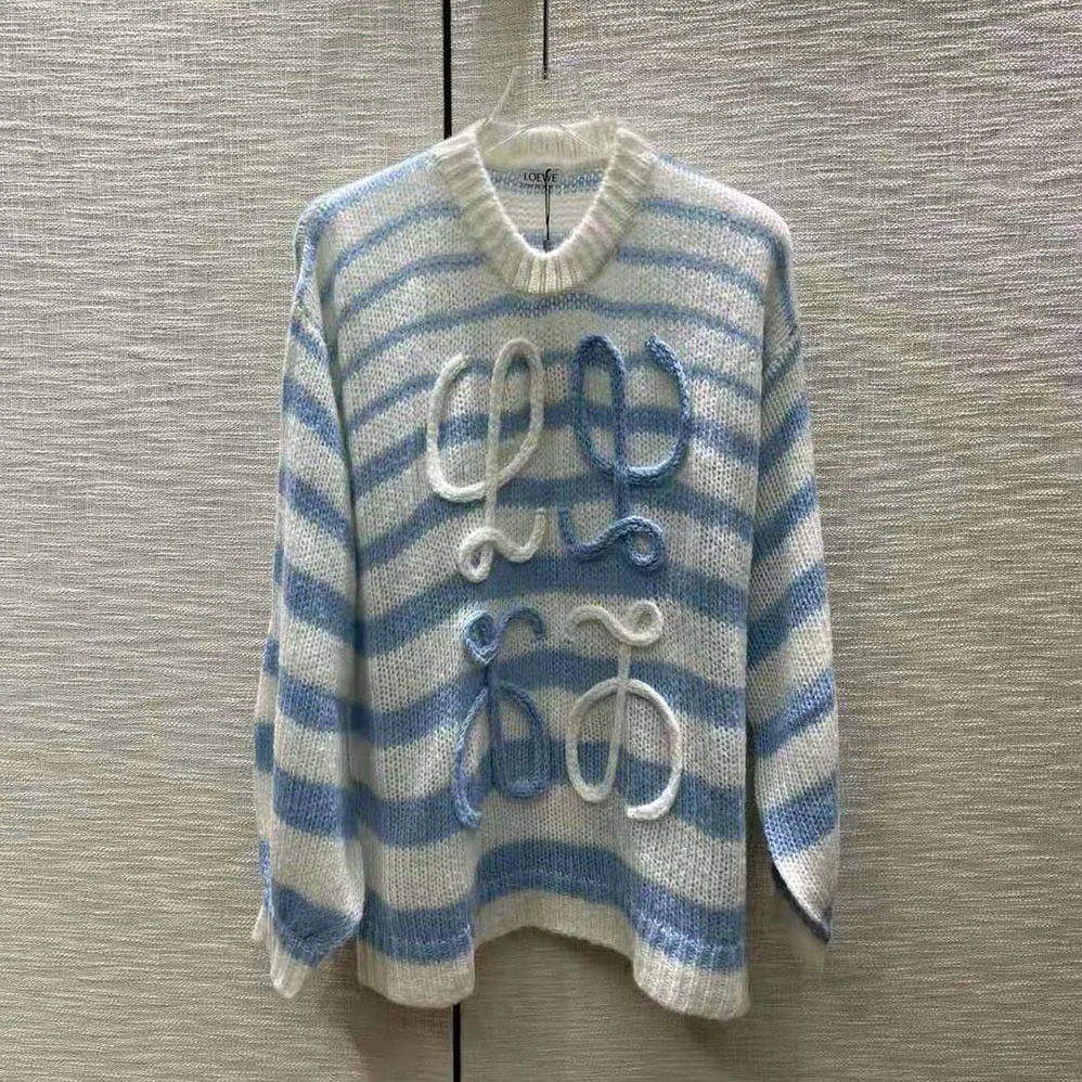 Loewe Anagram Sweater in Mohair for Women in Blue Loewe Anagram Sweater in Mohair for Women in Blue