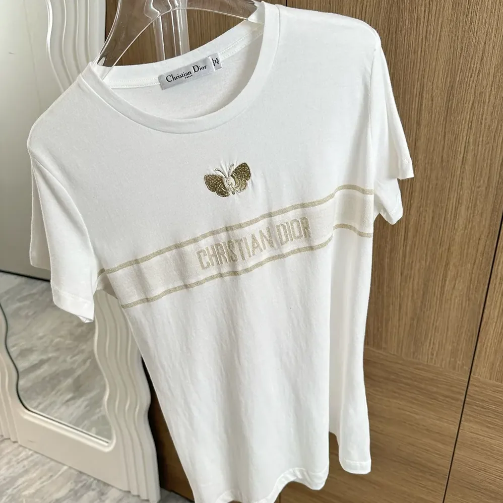 Dior Embroidered T-Shirt in White Cotton Jersey for Women