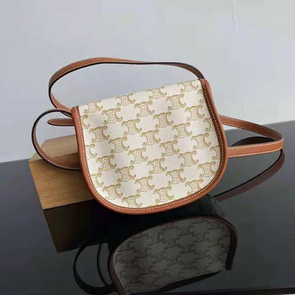 Celine Mini Besace in Triomphe Canvas and Calfskin for Women in White Celine Mini Besace in Triomphe Canvas and Calfskin for Women in White