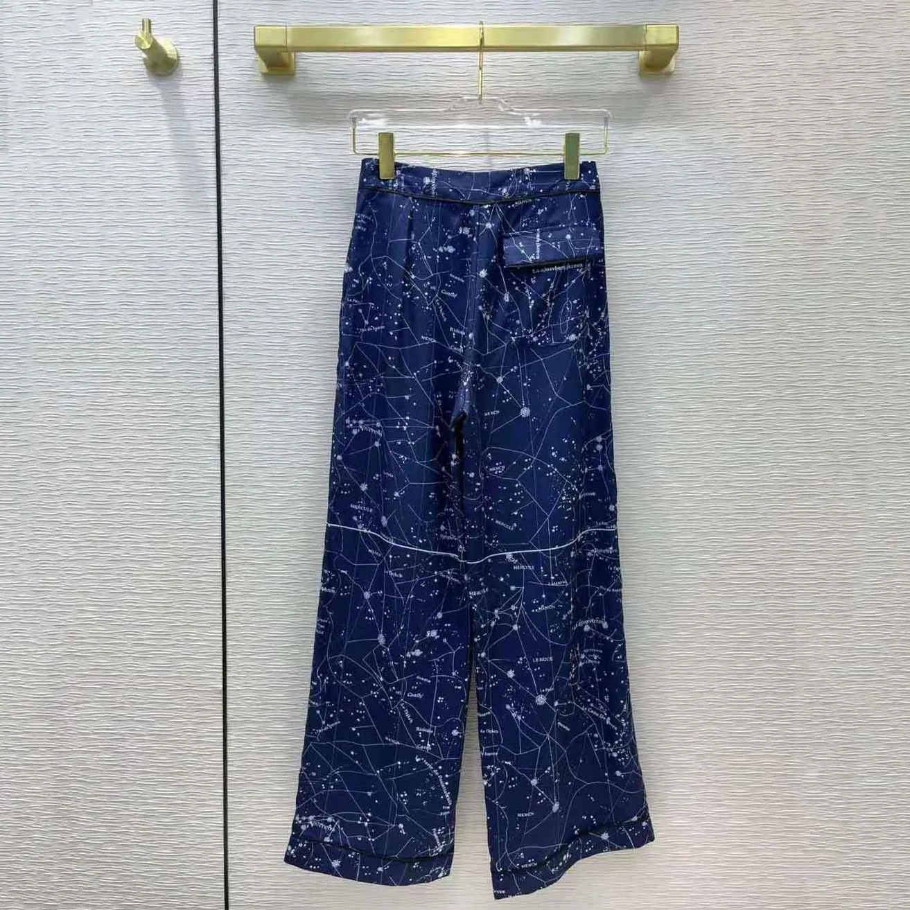Dior Chez Moi Pants Blue Dior Zodiac Silk Twill for Women
