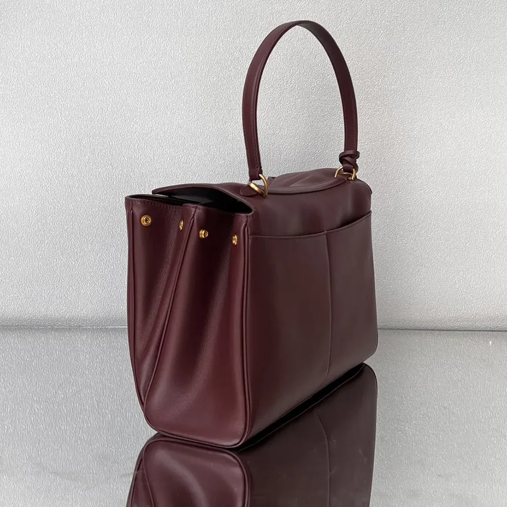 Balenciaga Rodeo Medium Handbag in Dark Burgundy Smooth Calfskin for Women