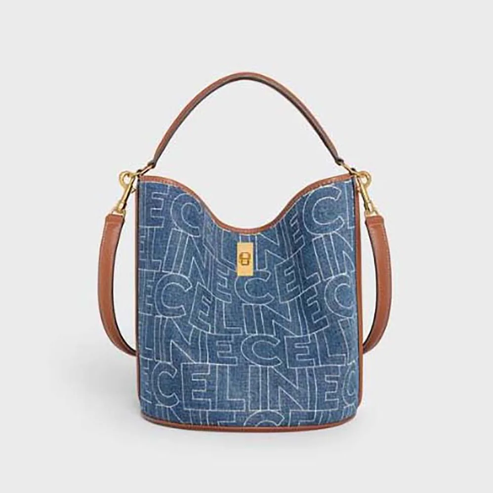 Celine Bucket 16 Bag in Denim with Celine All-Over Print for Women in Navy