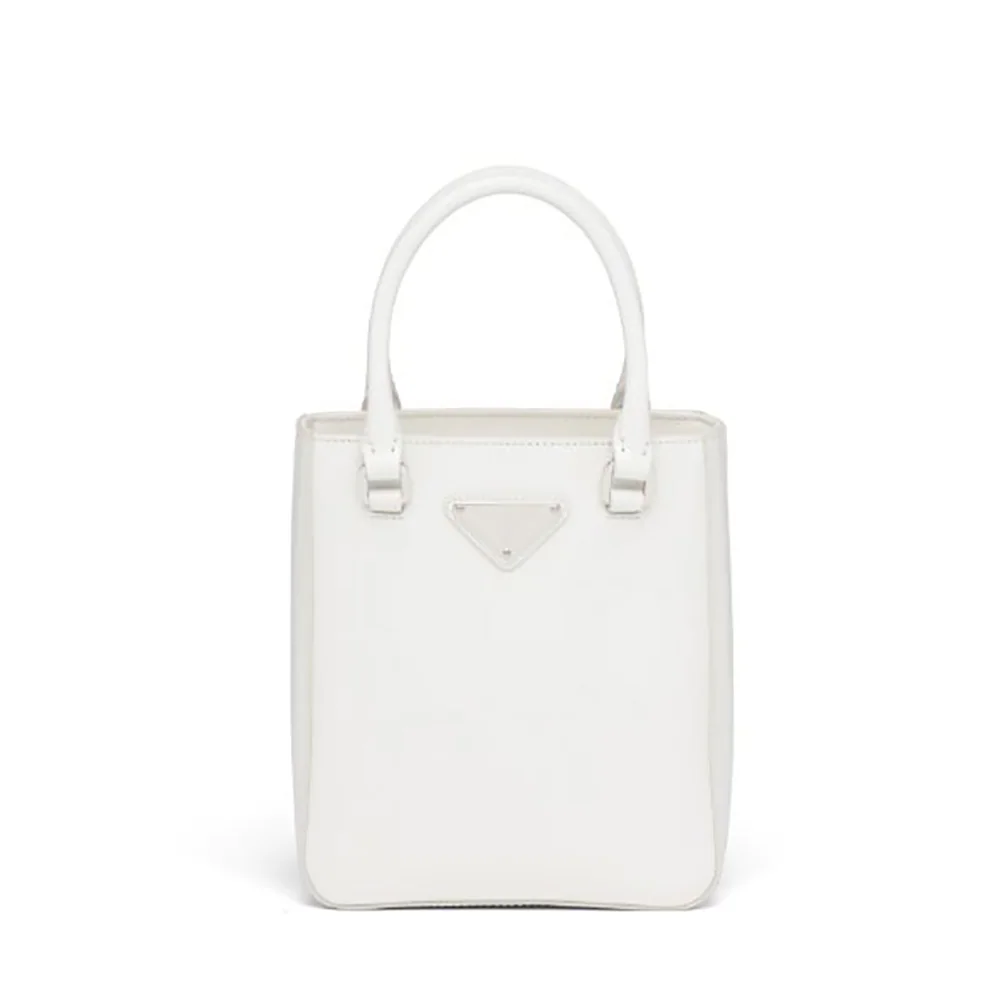 Prada Small Brushed Leather Tote for Women in White