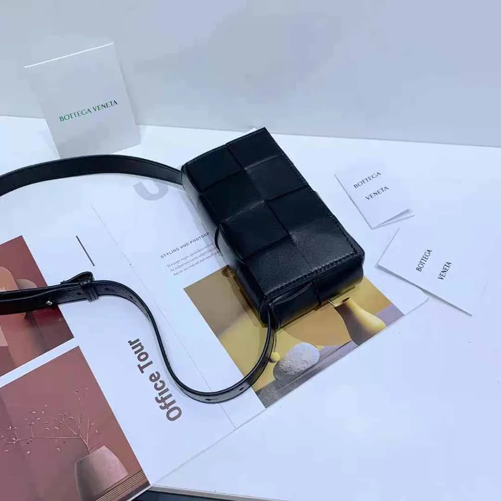 Bottega Veneta Belt Cassette Mini Intreccio Leather Belt Bag for Women in Black Bottega Veneta Belt Cassette Mini Intreccio Leather Belt Bag for Women in Black