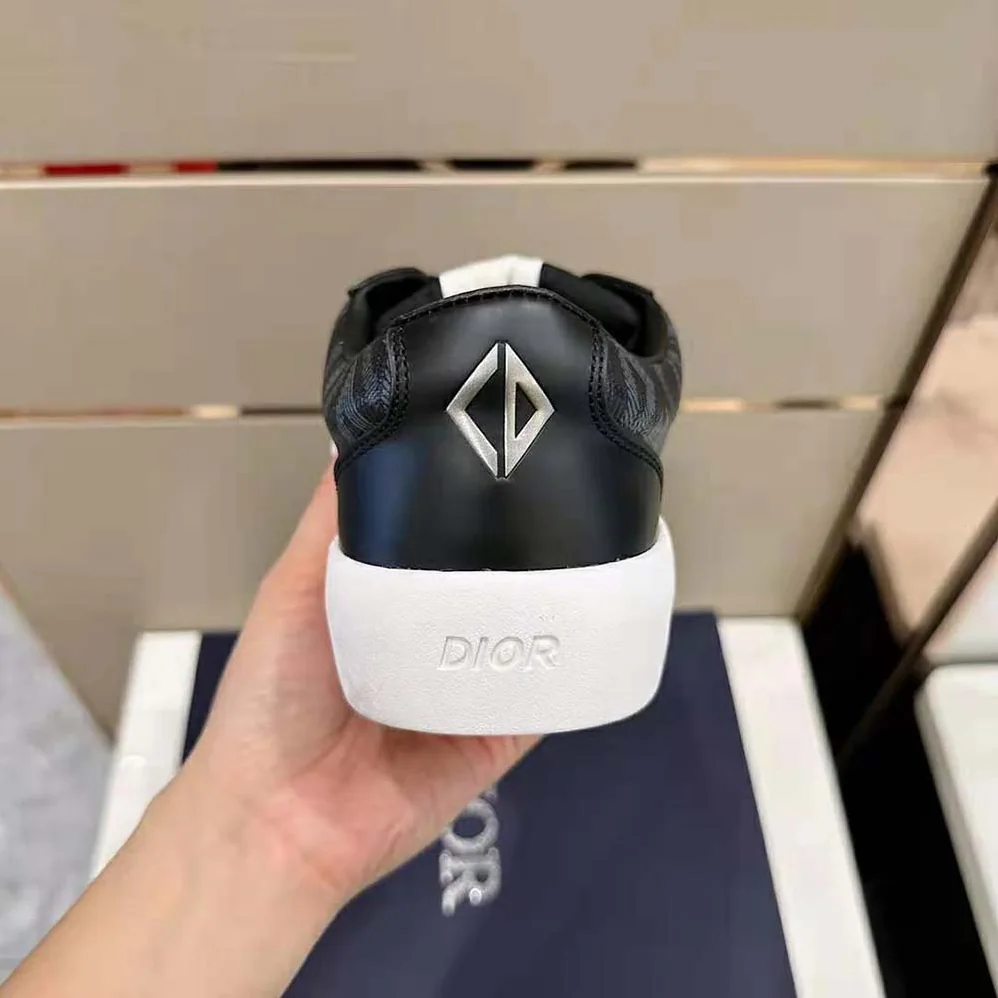 Dior B101 Sneaker Black CD Diamond Canvas with Smooth Calfskin and Nubuck for Men