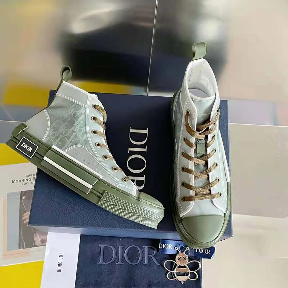 Dior B23 High-Top Sneaker Olive Dior Oblique Canvas for Men Dior B23 High-Top Sneaker Olive Dior Oblique Canvas for Men