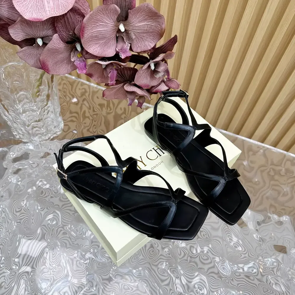 Jimmy Choo Ayla Flat Black Nappa Leather Flats for Women Jimmy Choo Ayla Flat Black Nappa Leather Flats for Women